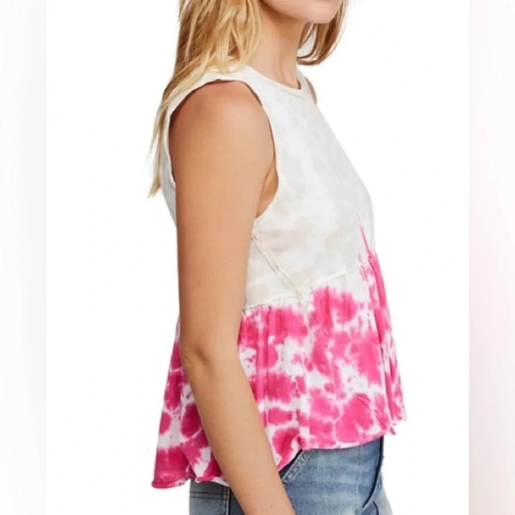 Free People tie dye anytime tank in hot hibiscus combo - Picture 3 of 8